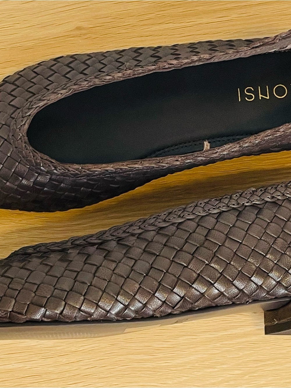 NWOT Allonsi Woven Leather Ballet Flats in Dark Brown